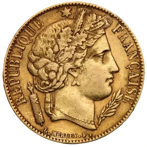 Złote monety stare - 20 Franków Francuskich Cérès